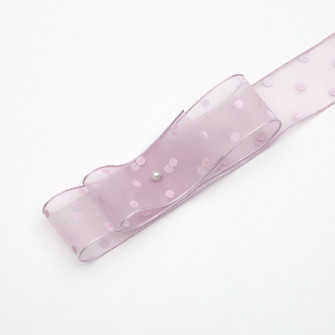 Стрічка з органзи в горох R.XKS-032 Lavender
