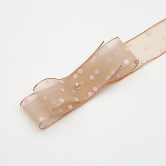 Стрічка з органзи в горох R.XKS-062 Light Brown