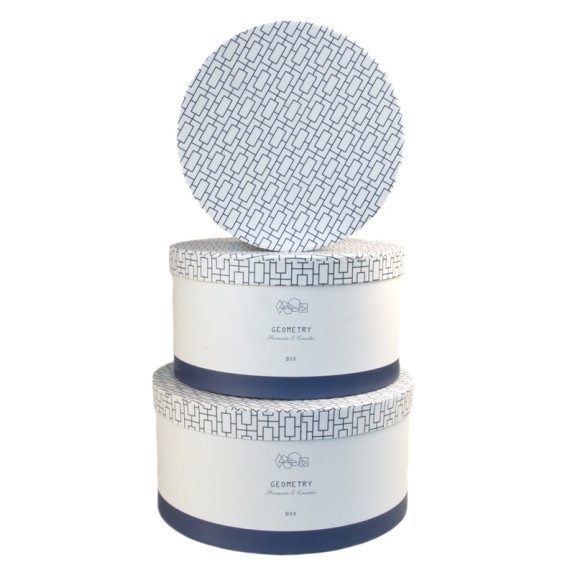Set of round boxes "Geometry" with 3 pieces W5709 white