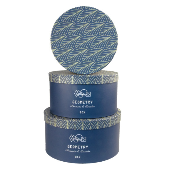 Set of round boxes "Geometry" with 3 pieces W5710 dark blue