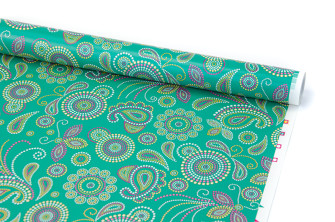 Coated paper 0.7 m x 10 yards "Bohemian pattern" on green