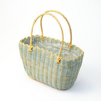 The basket is oval blue