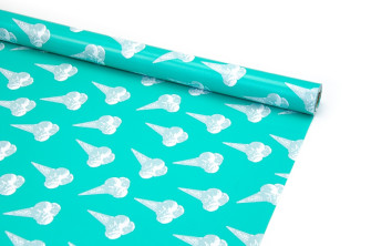 Coated paper 70cm x 10yards "Ice cream on turquoise"