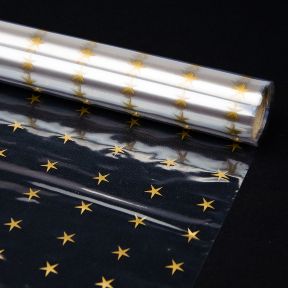 Transparent film with drawing of 70 cm x 250 cm "Golden stars"
